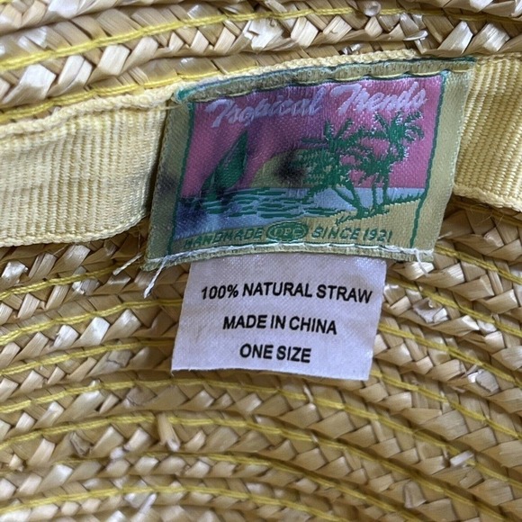 Tropical Trends 100% Natural Straw Hat One Size Wide Brim Beach Floral S… - Picture 7 of 8